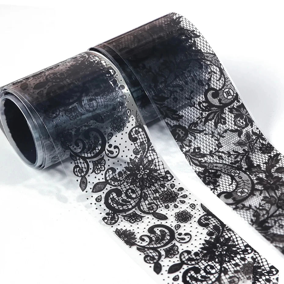 Black & White Lace Nail Art Foil Set (10 Rolls)