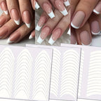 French Tip Nail Art Stickers — White Self-Adhesive Strips (3 Pcs)