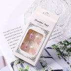 Flower Press-On Nails | White & Pink Short Square Full Cover (24 Pcs)