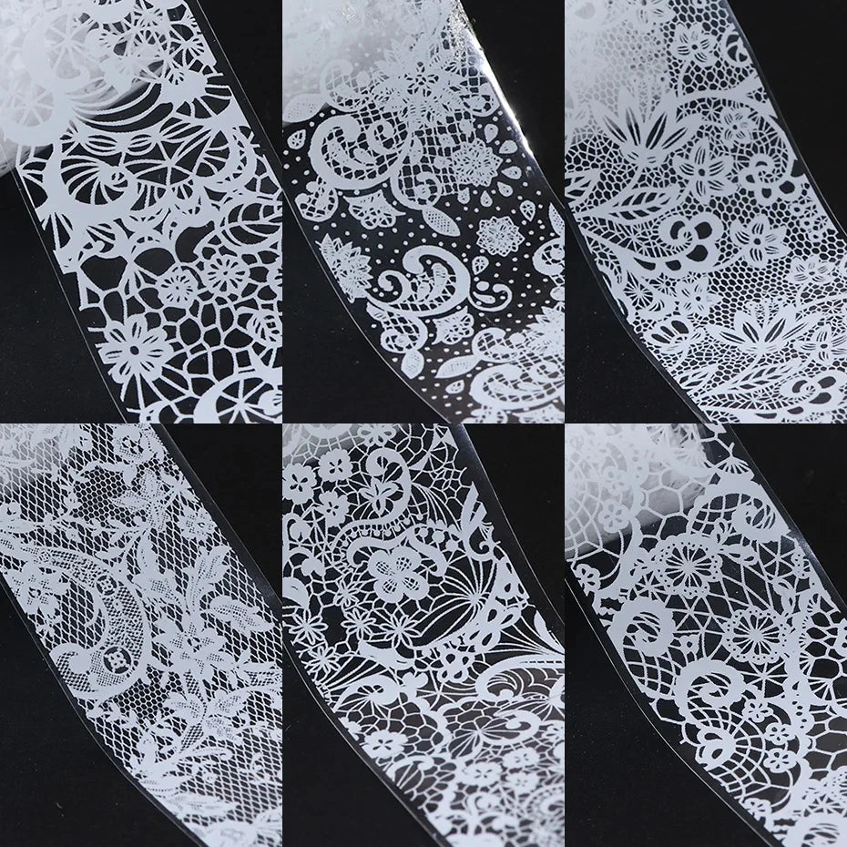Black & White Lace Nail Art Foil Set (10 Rolls)