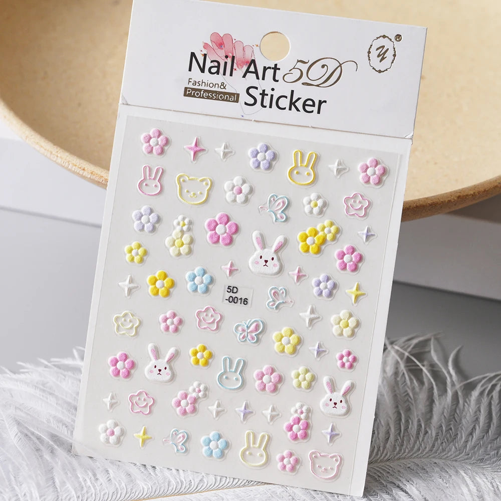 Embossed Flower & Fruit Nail Charm Stickers