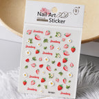 Embossed Flower & Fruit Nail Charm Stickers