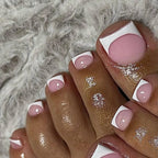 Pink French Press-On Toenails | Short Square Soft Gel Full Cover (120 Pcs)