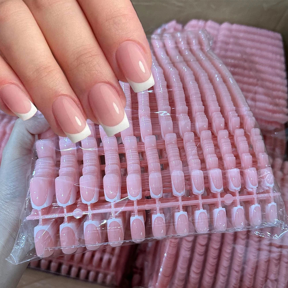 Glossy Pink Square Coffin Press-On Nails (120 Pcs) Main image