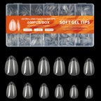 Gel Nail Tips for Extensions | Half Matte Clear Acrylic Full Cover (600 Pcs)