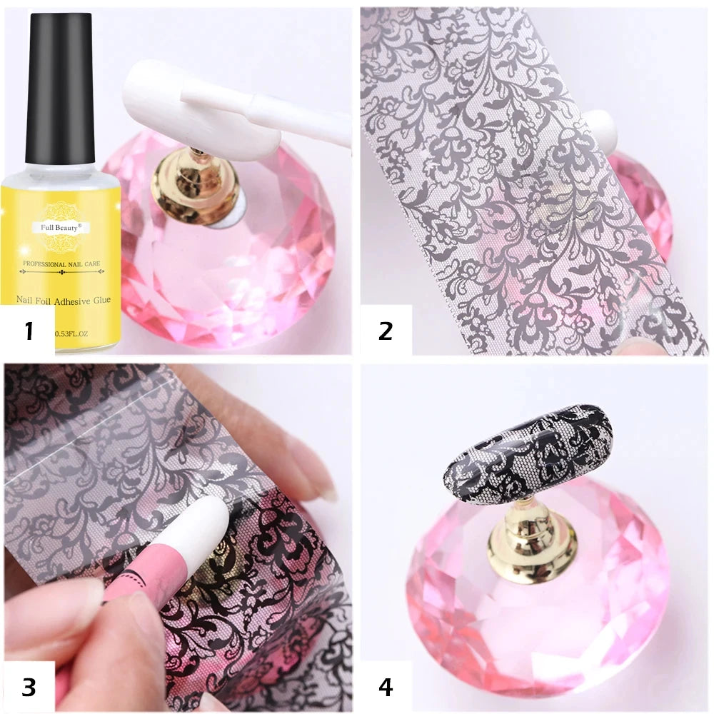 Black & White Lace Nail Art Foil Set (10 Rolls)