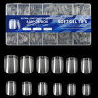 Gel Nail Tips for Extensions | Half Matte Clear Acrylic Full Cover (600 Pcs)