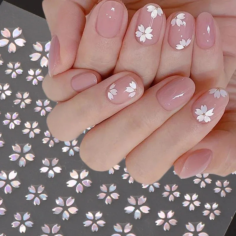 Holographic Sakura Nail Stickers — 3D Laser Design Secondary image