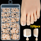 White Short Square Press-On Toenails | Full Cover Pedicure Set (100 Pcs)