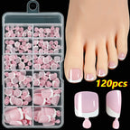 White Short Square Press-On Toenails | Full Cover Pedicure Set (100 Pcs)