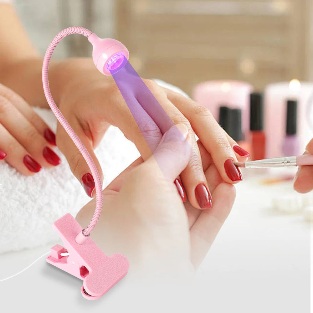 Portable Clip-On UV LED Nail Lamp | USB Powered, Hands-Free Curing