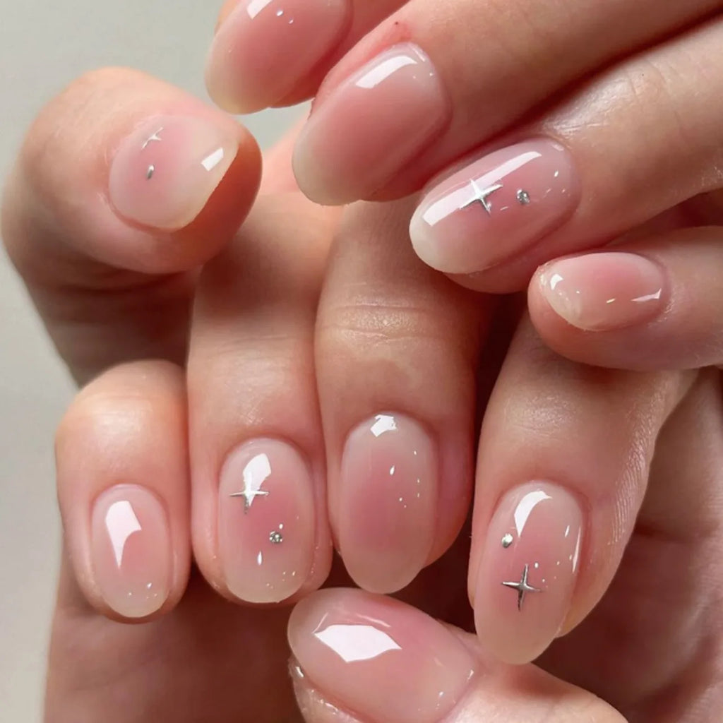 Blush Pink Oval Almond Press-On Nails (24 Pcs)