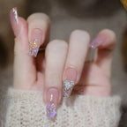 Glitter Diamond Press-On Nails | Short Square Full Cover (24 Pcs)