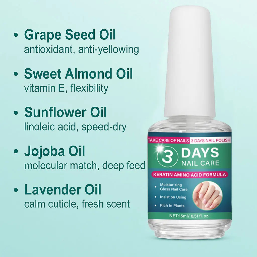 Keratin Nail Strengthener Oil | Fast-Dry Formula | Deep Moisture & Salon Shine (15ml)