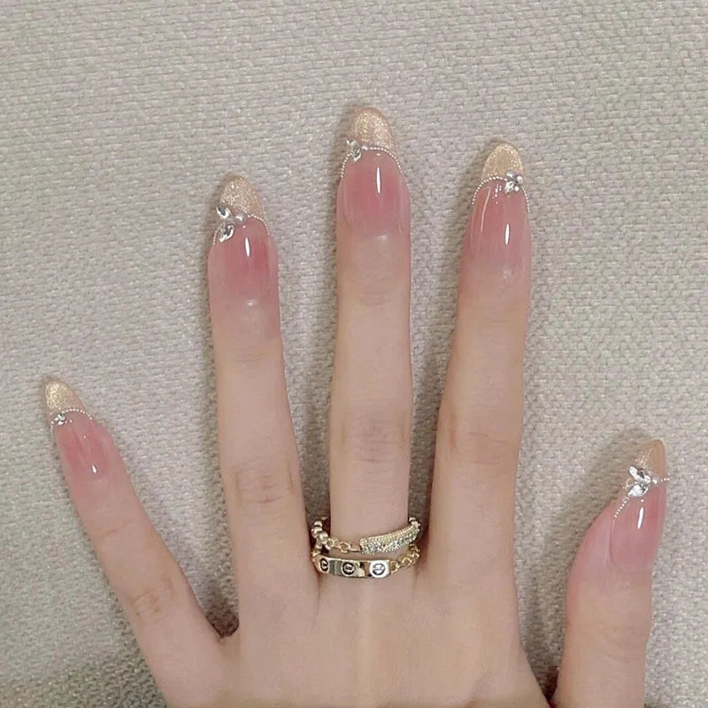 Blush Pink Oval Almond Press-On Nails (24 Pcs)