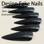 Glossy Black Stiletto Press-On Nails (24 Pcs)
