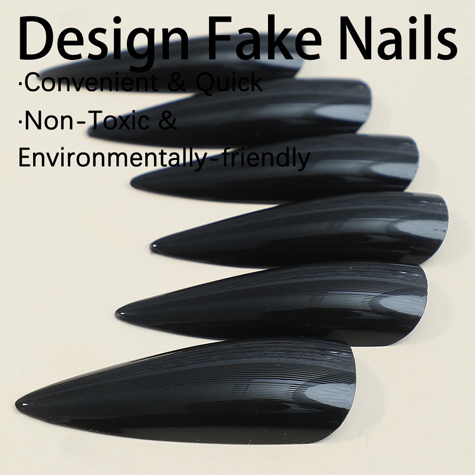 Glossy Black Stiletto Press-On Nails (24 Pcs)