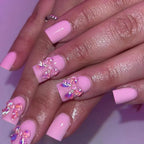 White French Press-On Nails with 3D Bowknot (24 Pcs)