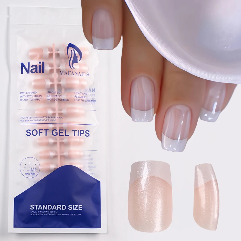 Glossy Pink Square Coffin Press-On Nails | Full Cover Salon Set (120 Pcs)