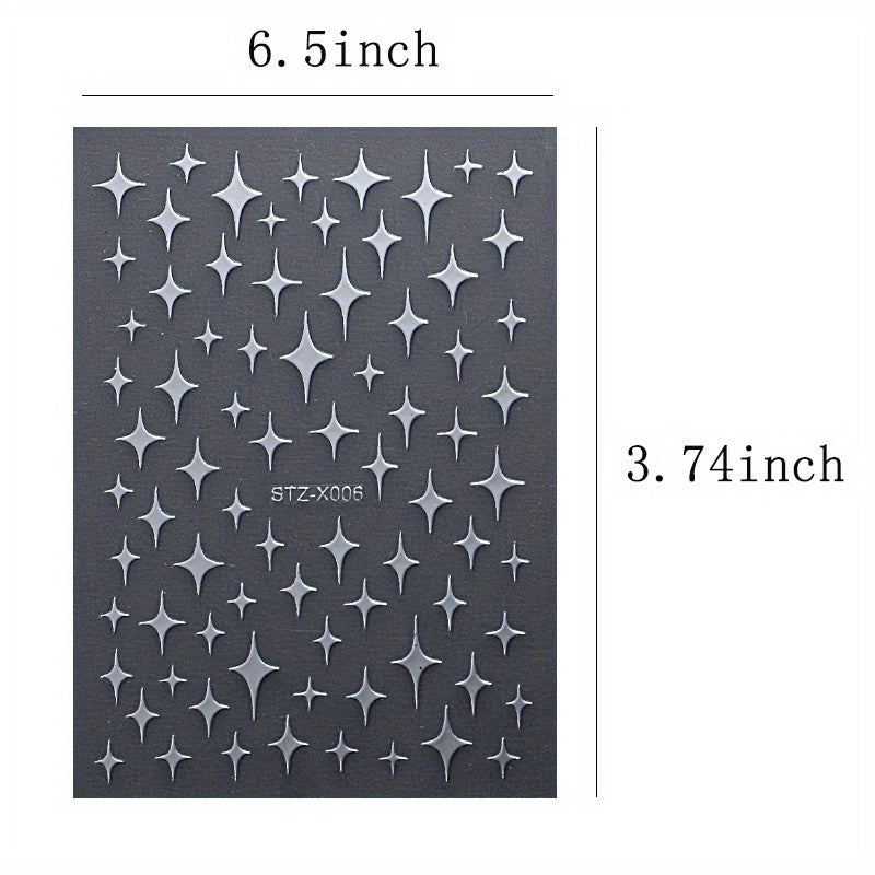 3D Metal Starburst Nail Art Stickers — Gold & Silver