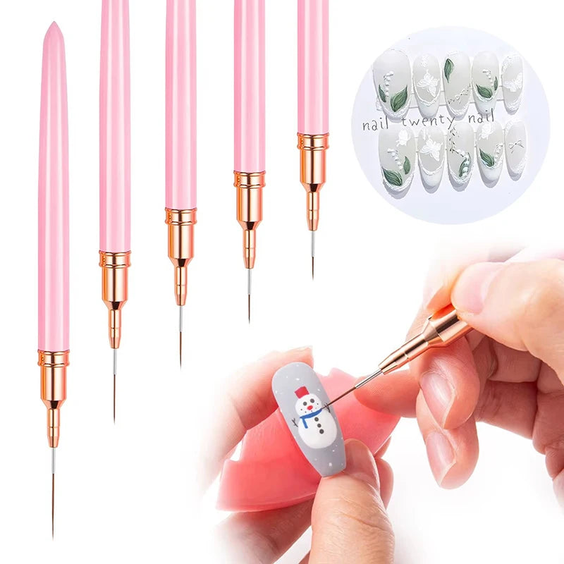 Nail Art Liner Brush Set | Precision Detail Brushes (5 Pcs)