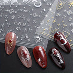 3D Metal Starburst Nail Art Stickers — Gold & Silver