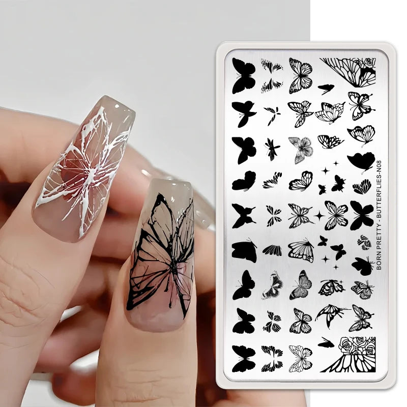 Bridal Lace Nail Art Stamping Plate | Butterfly & Floral Designs
