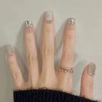 Glitter Diamond Press-On Nails | Short Square Full Cover (24 Pcs)