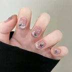 Glitter Diamond Press-On Nails | Short Square Full Cover (24 Pcs)