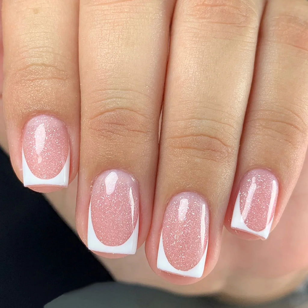 French Tip Handmade Press-On Nails with Glue (24 Pcs)