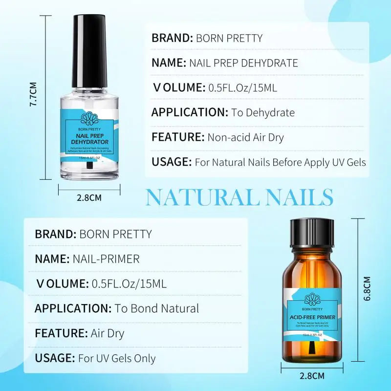 Nail Primer & Prep Dehydrator | No UV Lamp Needed (15ml)
