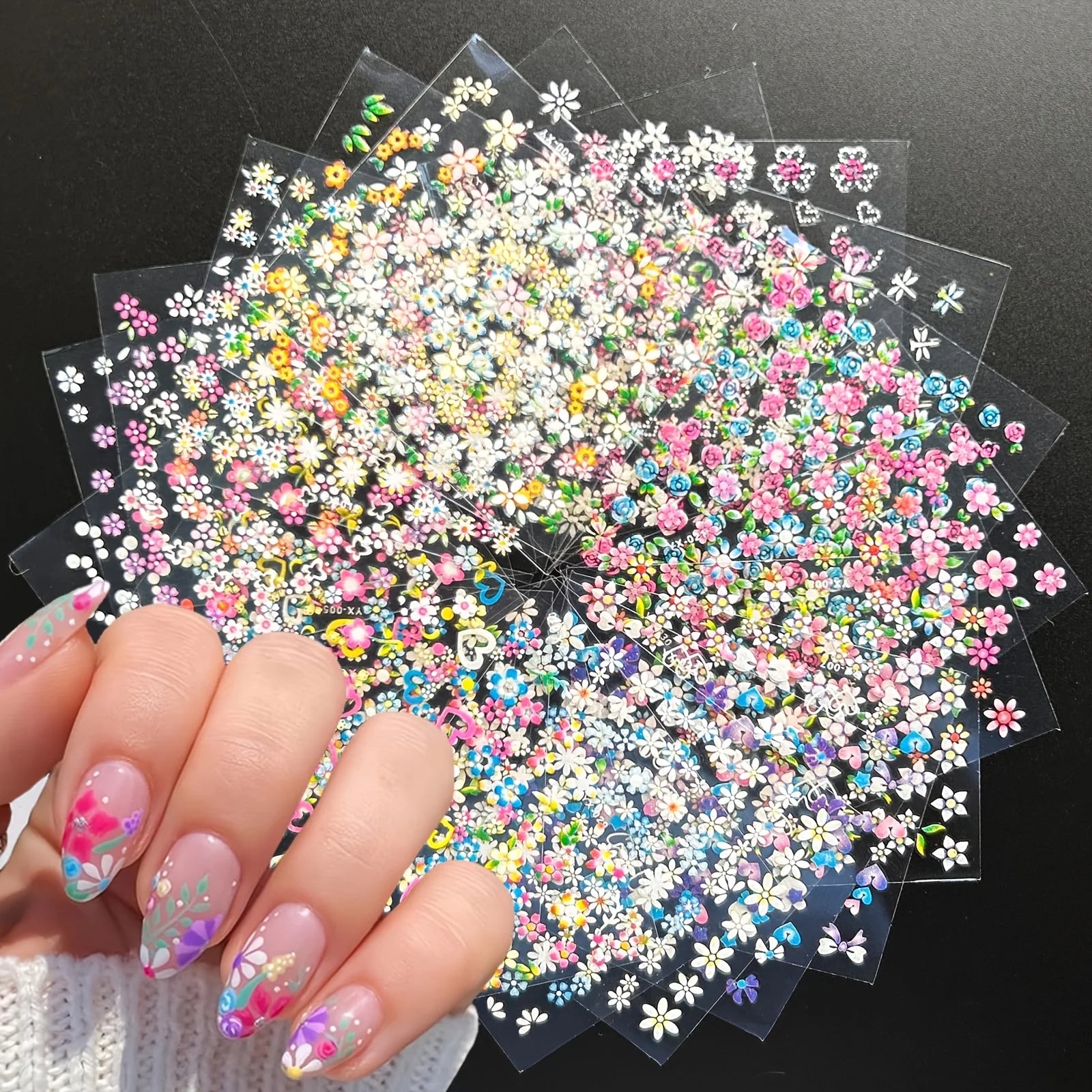 Colorful Flower Nail Art Stickers (30 Sheets) Main image