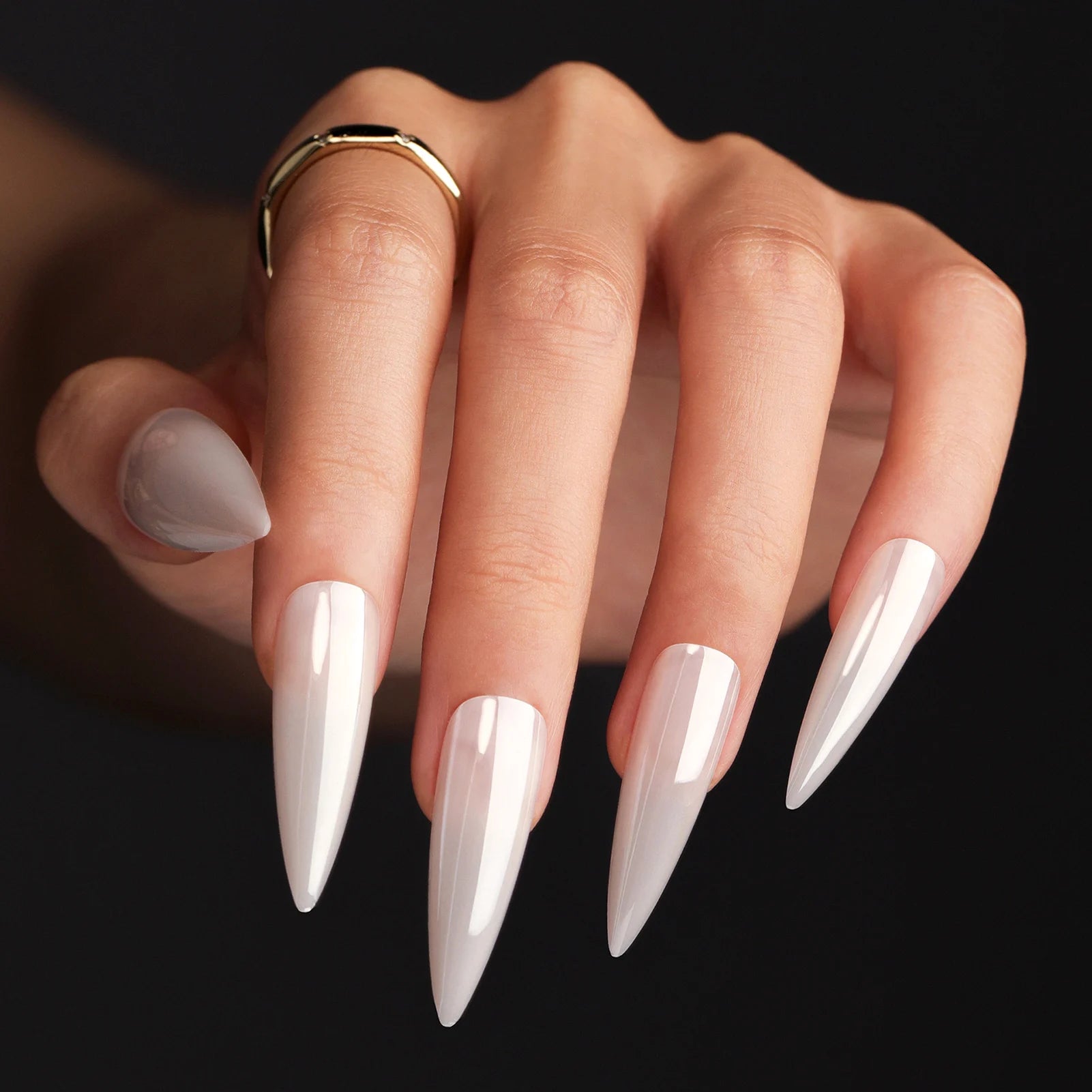Glossy Black Stiletto Press-On Nails (24 Pcs)