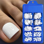 White Short Square Press-On Toenails | Full Cover Pedicure Set (100 Pcs)