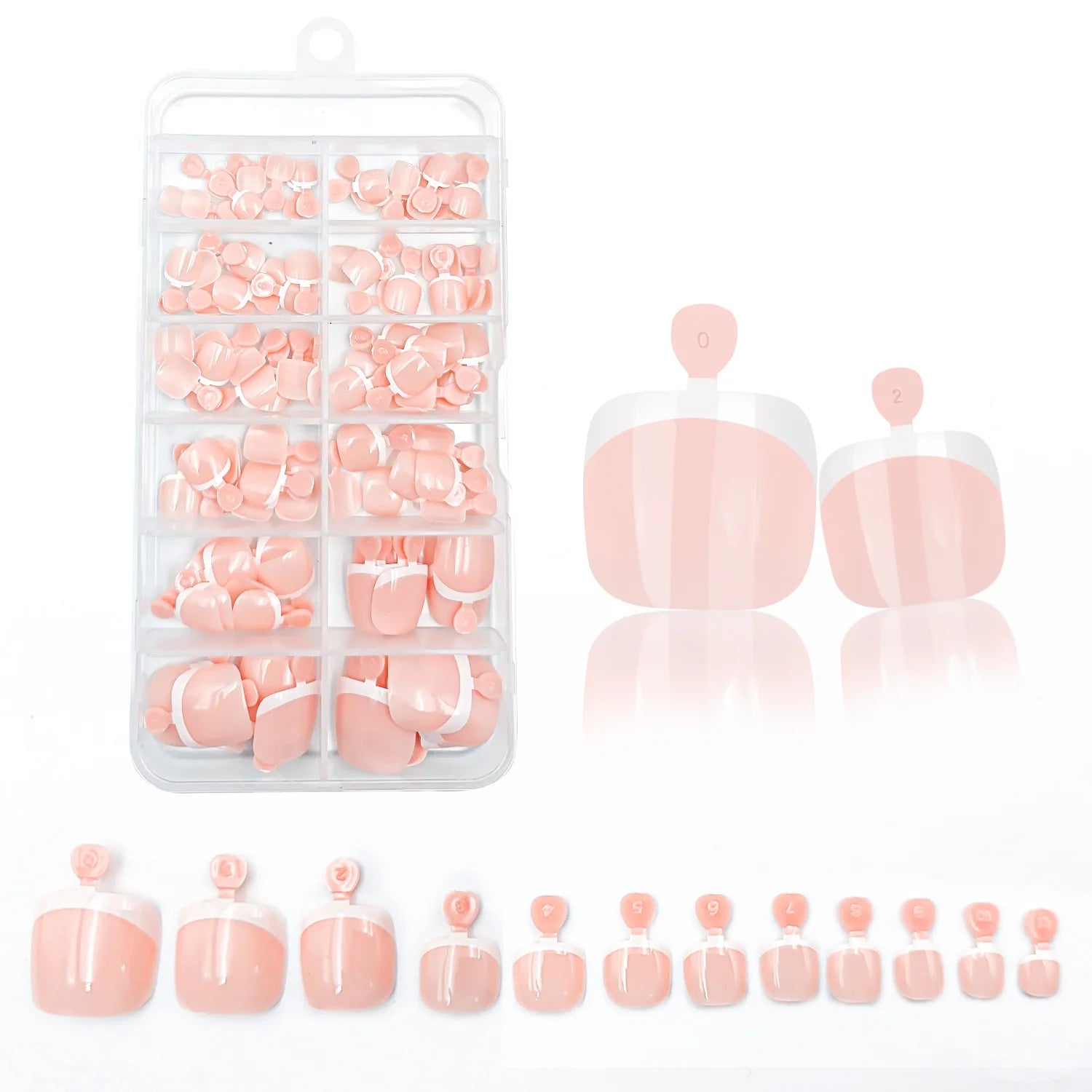 Glossy Nude Pink French Press-On Toenails (120 Pcs)
