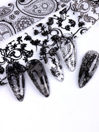 Black & White Lace Nail Foil Transfer Stickers | 10 Sheets