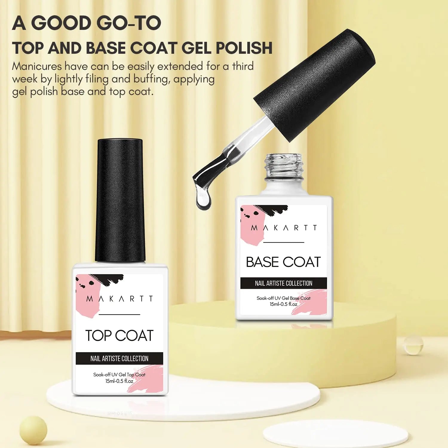 Gel Top & Base Coat Set | No-Wipe, Soak-Off UV/LED Formula