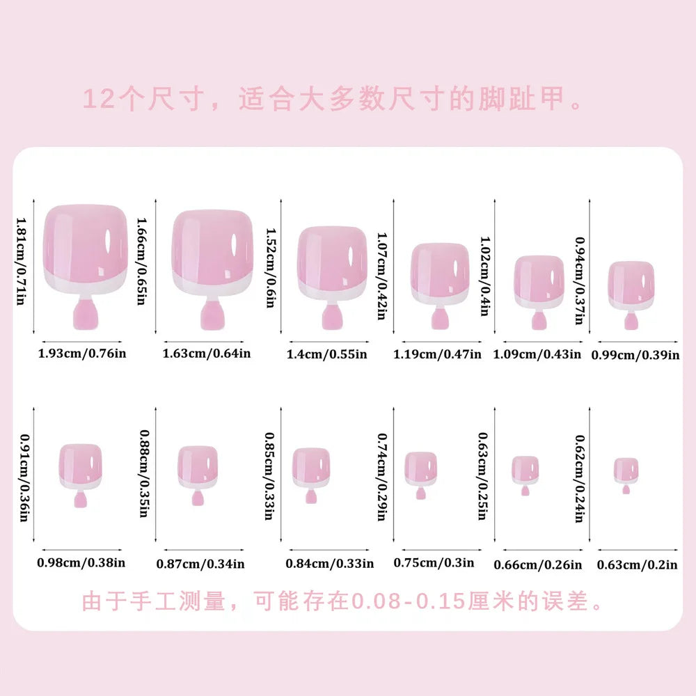 Glossy Nude Pink French Press-On Toenails (120 Pcs)