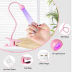 Portable Clip-On UV LED Nail Lamp | USB Powered, Hands-Free Curing