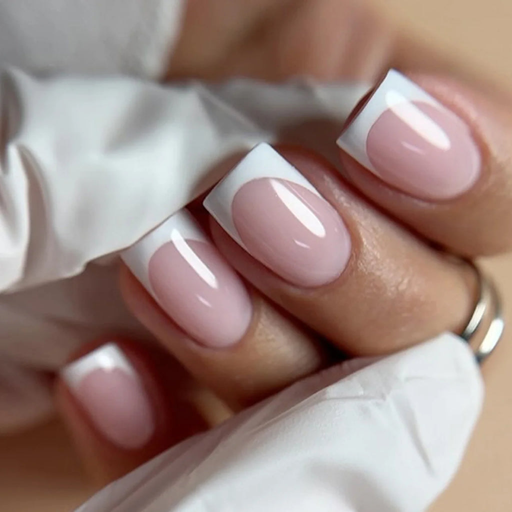French Tip Handmade Press-On Nails with Glue (24 Pcs)