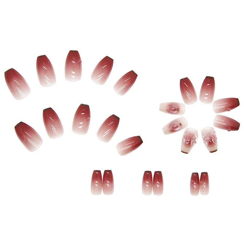 Short Trapezoid Press-On Nails | Jelly Glue & Nail File Included (24 Pcs)