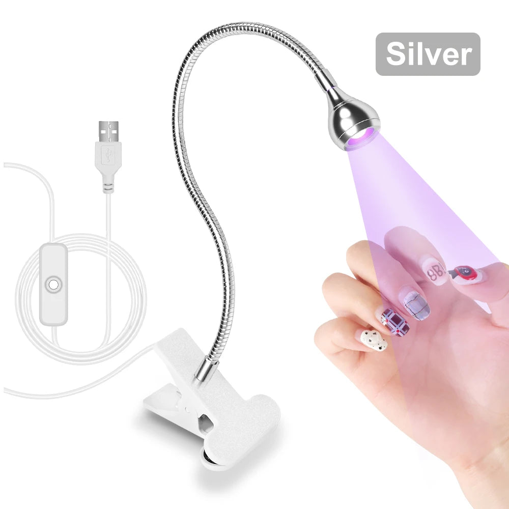 Portable Clip-On UV LED Nail Lamp | USB Powered, Hands-Free Curing
