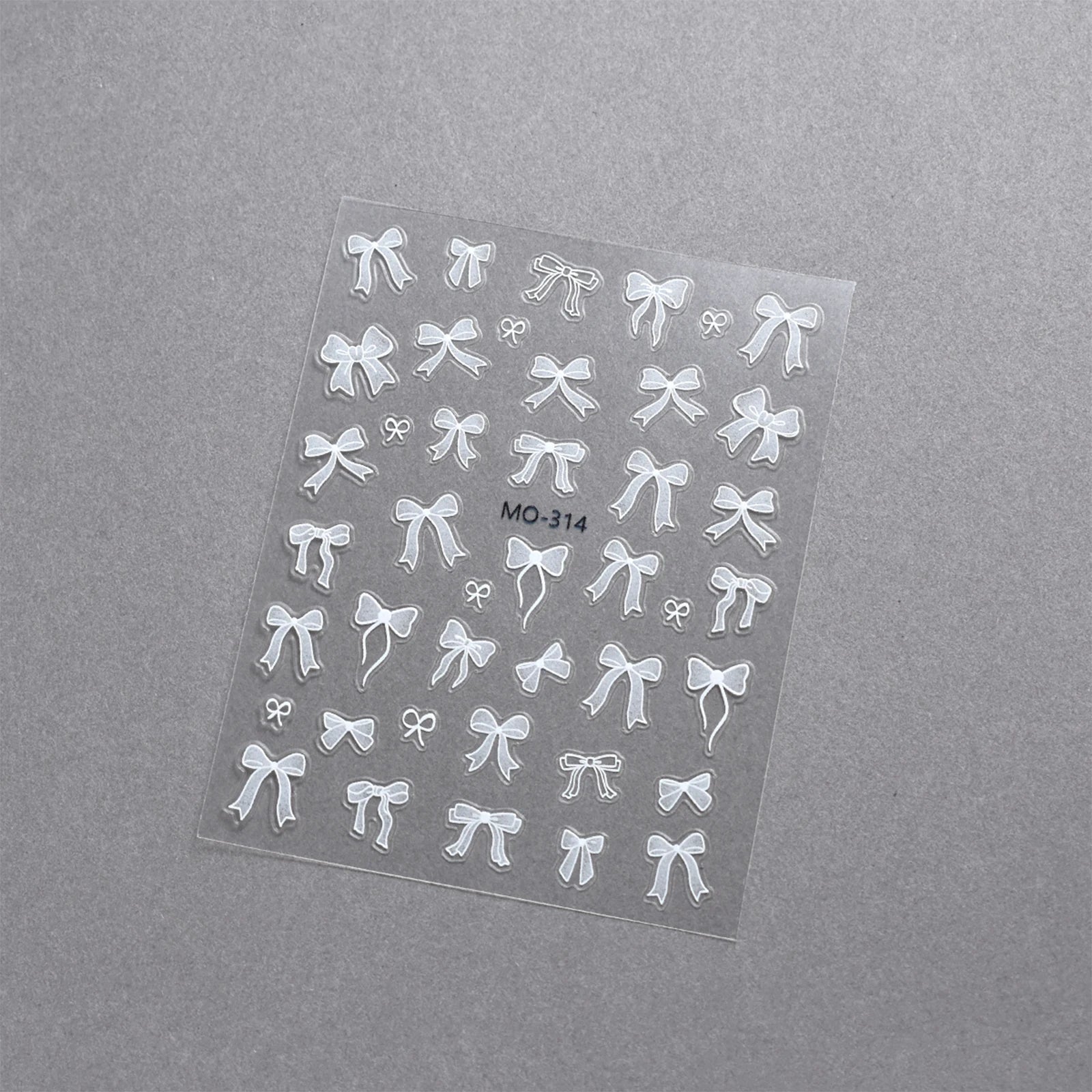 3D Bow Ribbon Nail Art Stickers — Sweet Pink & White