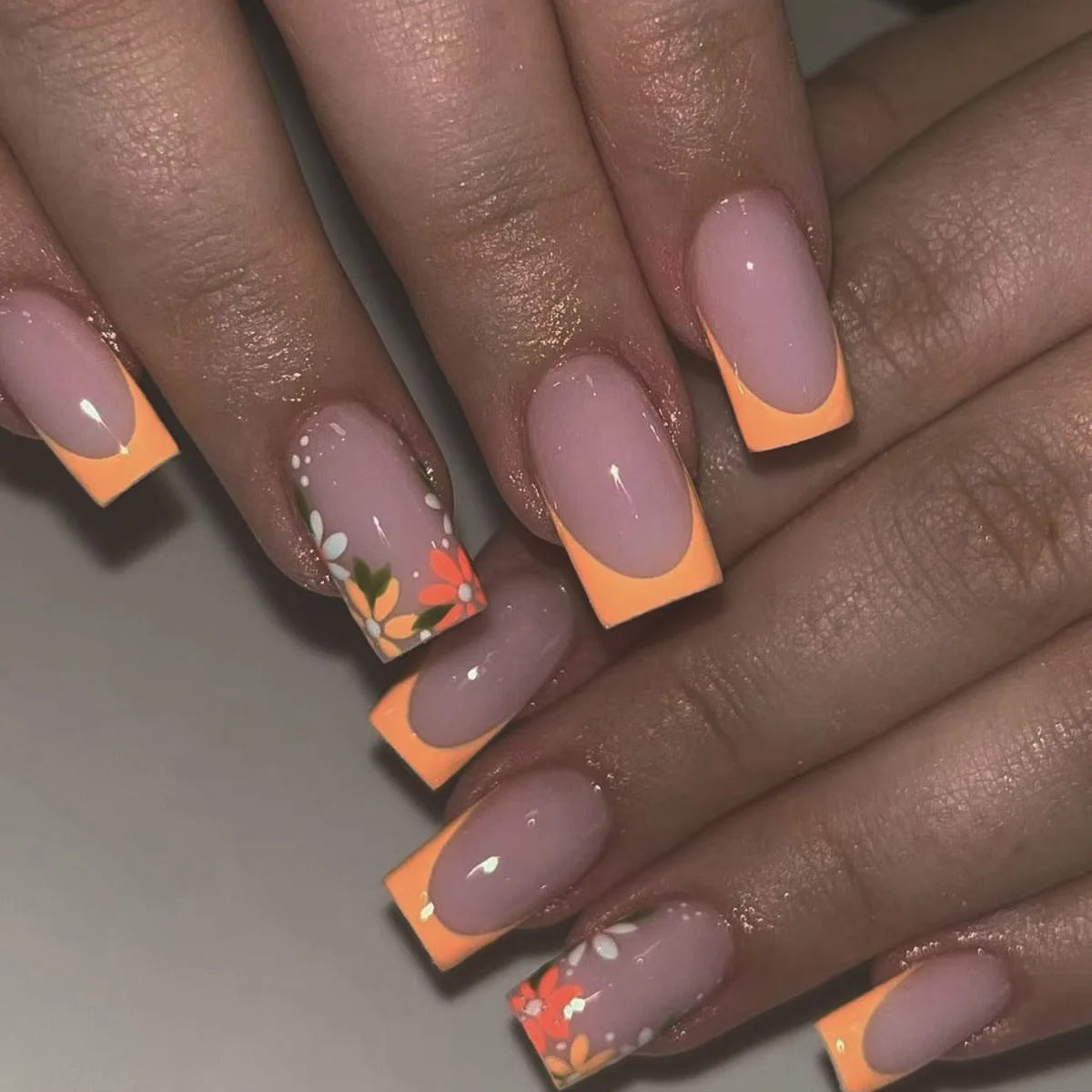 Handmade French Tip Press-On Nails | Minimalist Square Full Cover (24 Pcs)