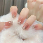 Glitter Diamond Press-On Nails | Short Square Full Cover (24 Pcs)