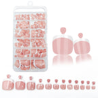 Glossy Nude Pink French Press-On Toenails (120 Pcs)