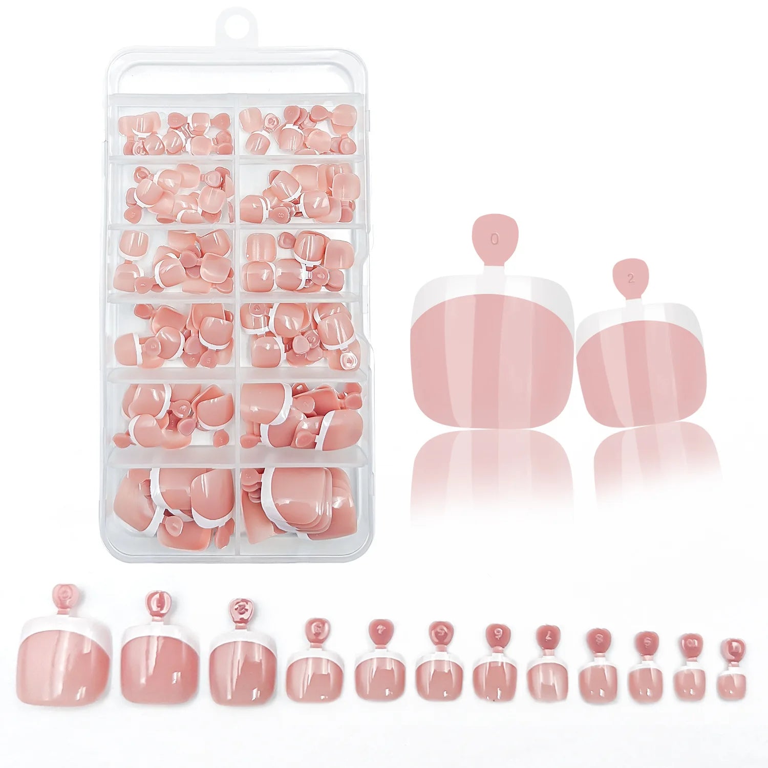 Glossy Nude Pink French Press-On Toenails (120 Pcs)