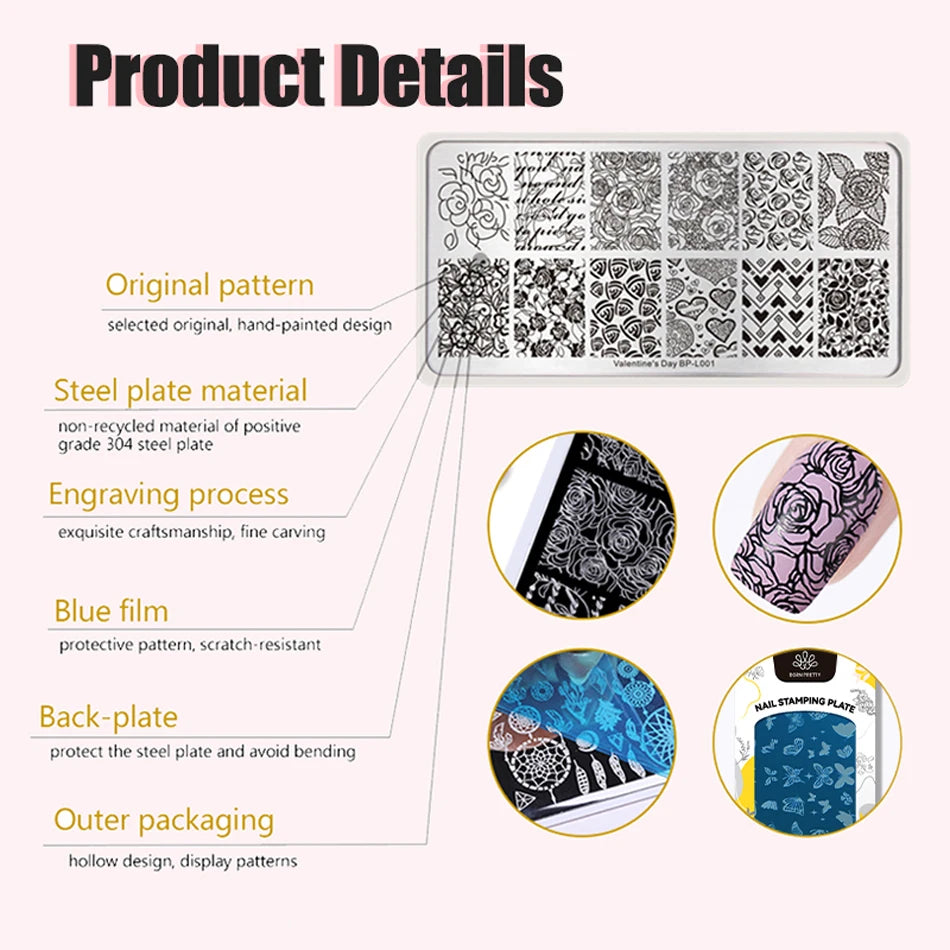 Bridal Lace Nail Art Stamping Plate | Butterfly & Floral Designs