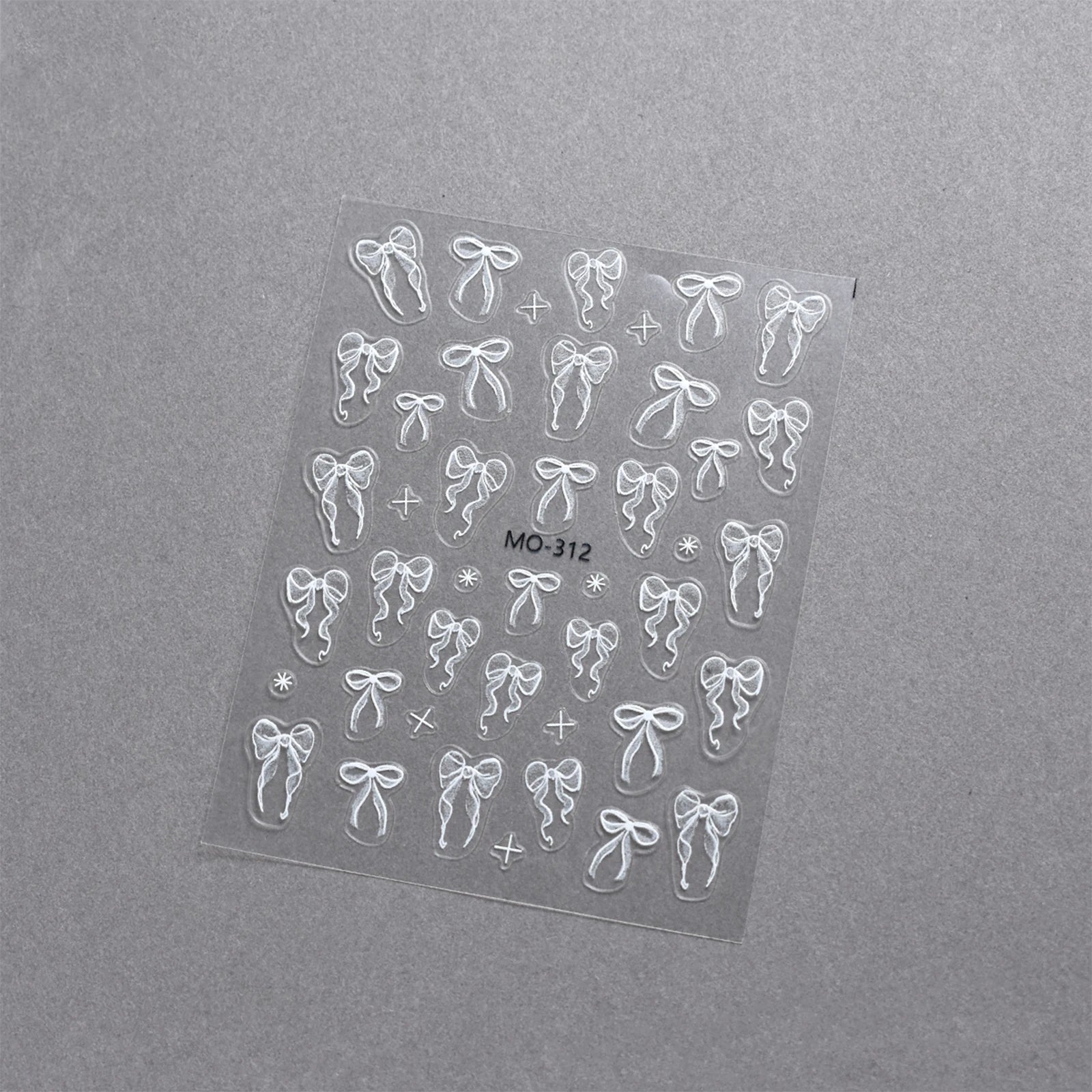3D Bow Ribbon Nail Art Stickers — Sweet Pink & White