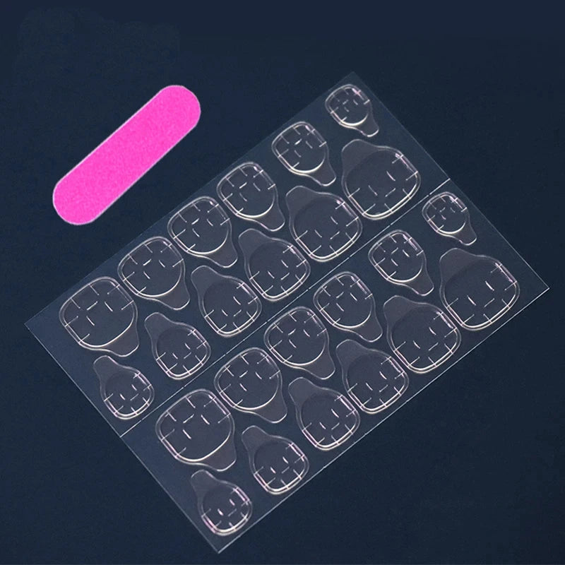 Short Trapezoid Press-On Nails | Jelly Glue & Nail File Included (24 Pcs)